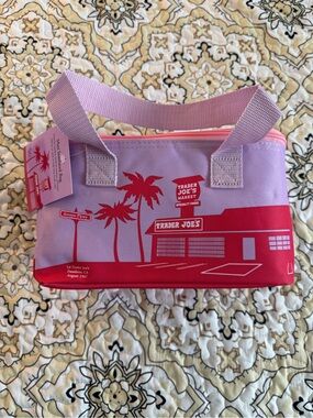 Trader Joe's 2026 Mini Insulated Tote Floral violet with pink zipper limited qty
